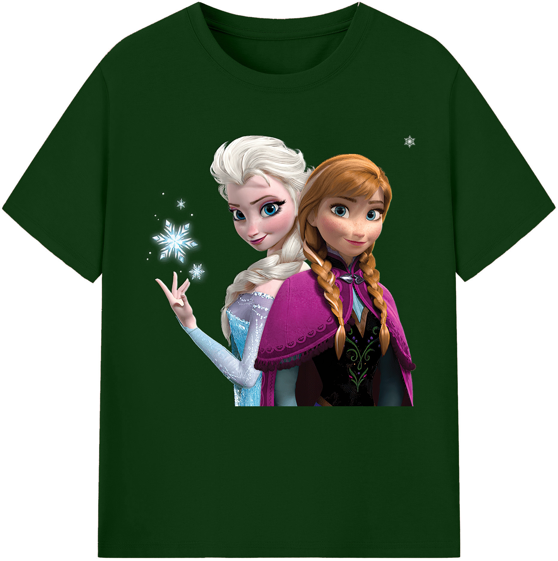 （画像用） アナと雪の女王 アンナ エルサ Frozen Anna Elsa 綿100％半袖Tシャツ（フロントプリント）